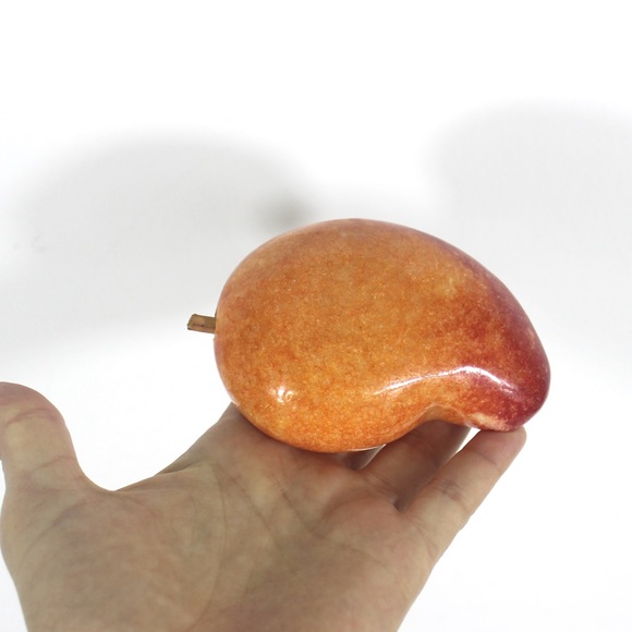 Vintage Summer Fruit Carved from Stone Apple Mango Plum, Set of Three - Picture 9 of 10